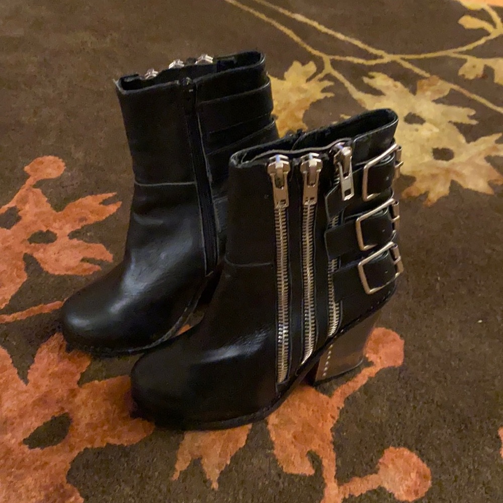 Jeffrey Campbell Black Leather Boots size 7.5